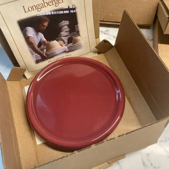 Longaberger Pottery Paprika Coaster / Crock Lid #30222 Made in USA/ Set Of Four - Picture 2 of 7